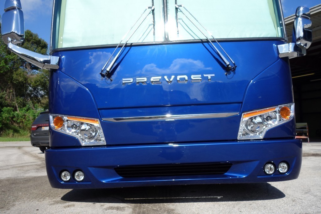1997 Prevost H3-45 after extensive collision damage repaired by Excalibur Coach, along with a 2016 front Facelift upgrade