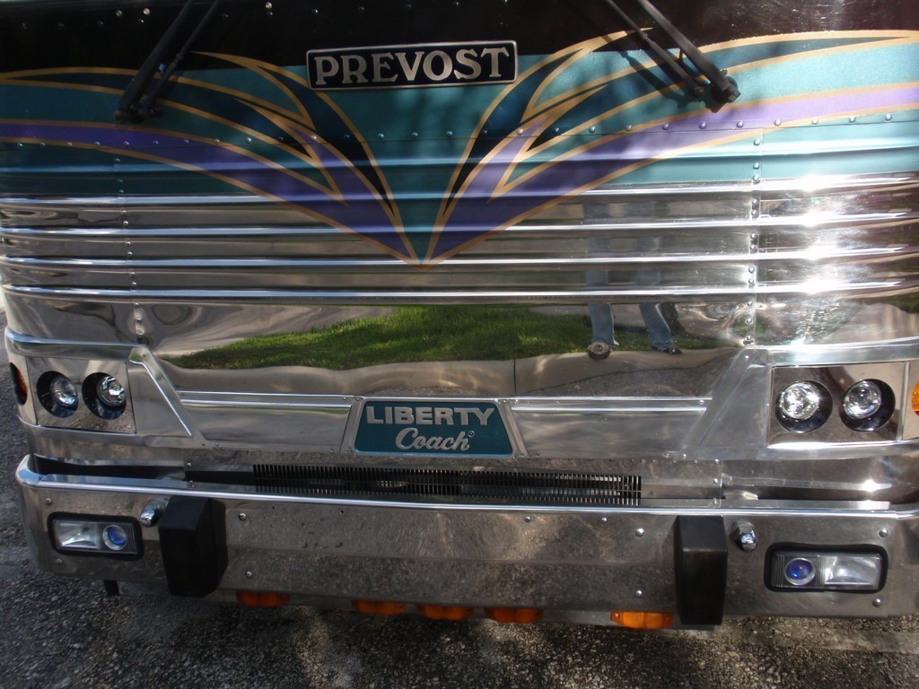 Prevost XL Liberty with Excalibur Coach headlight upgrade