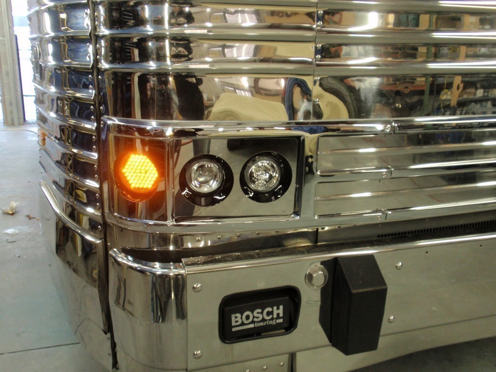 Prevost XL Marathon Passenger side Headlight upgrade by Excalibur Coach