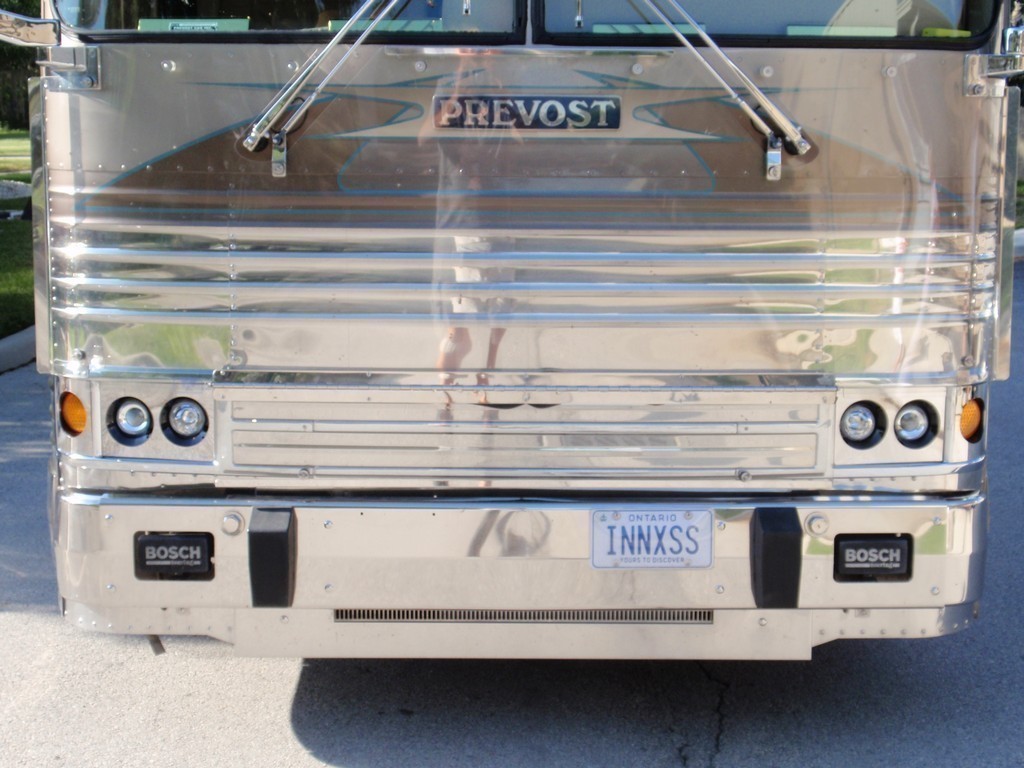 Prevost XL Headlights with stainless covers by Excalibur Coach