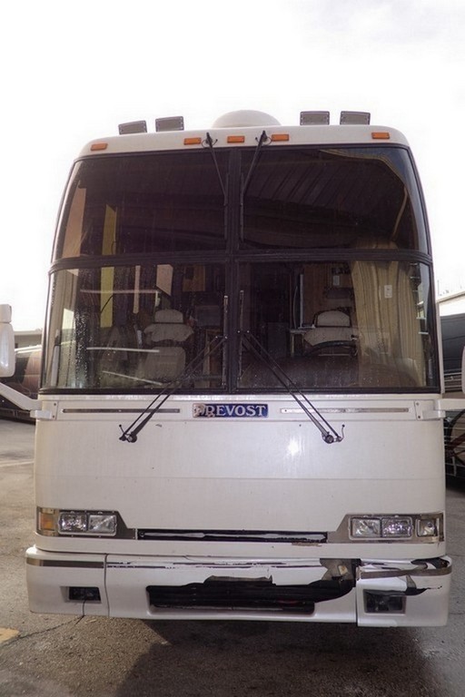 2000 Prevost H3-45 Entertainer before repair and front facelift by Excalibur Coach