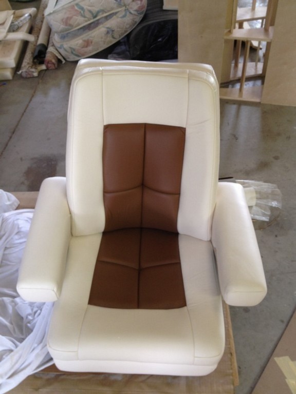 1997 Prevost H3-45 with new upholstery on driver and passenger chairs by Excalibur Coach