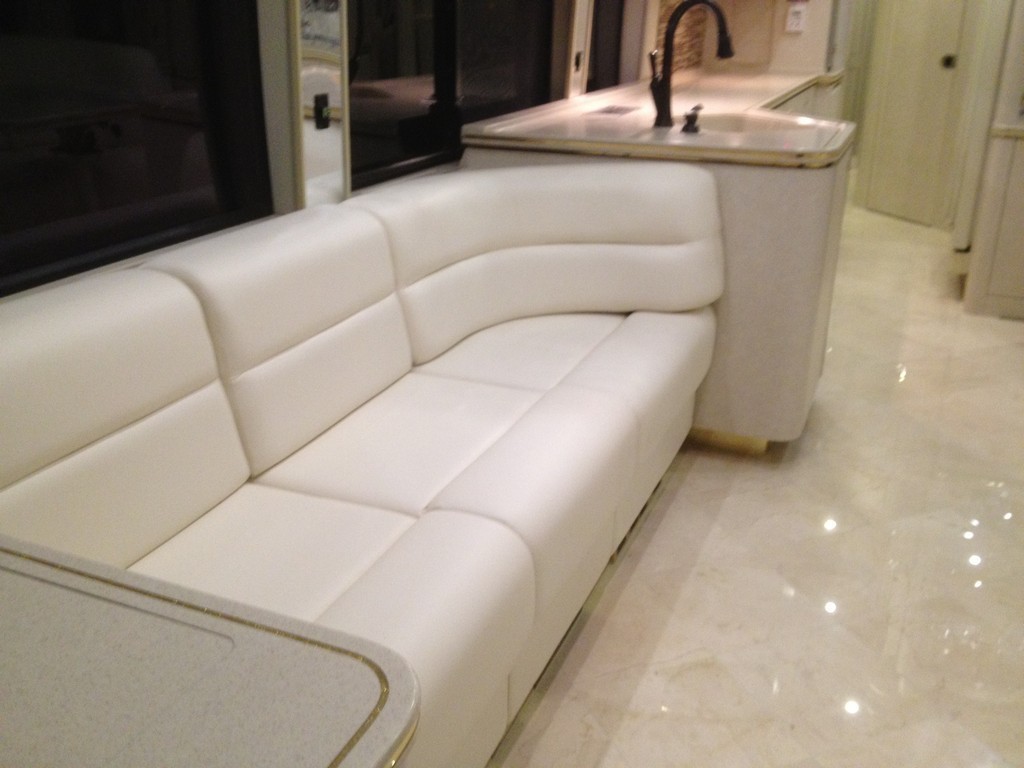 1997 Prevost H3-45 after new floor and sofa upholstery by Excalibur Coach