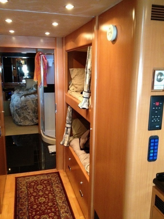 Prevost XL Bunk beds before Excalibur Coach upgrade