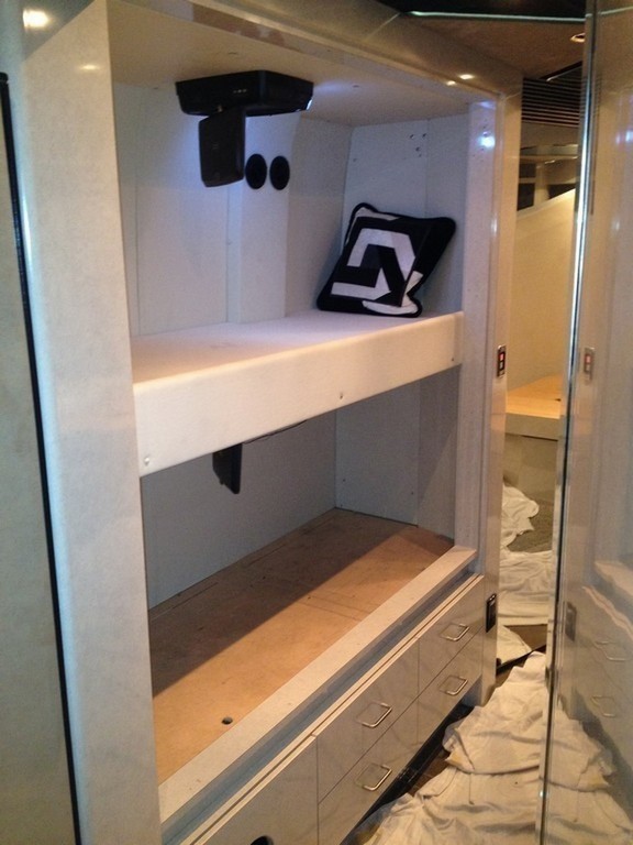 Prevost XL Bunk Beds during Excalibur Coach Upgrade