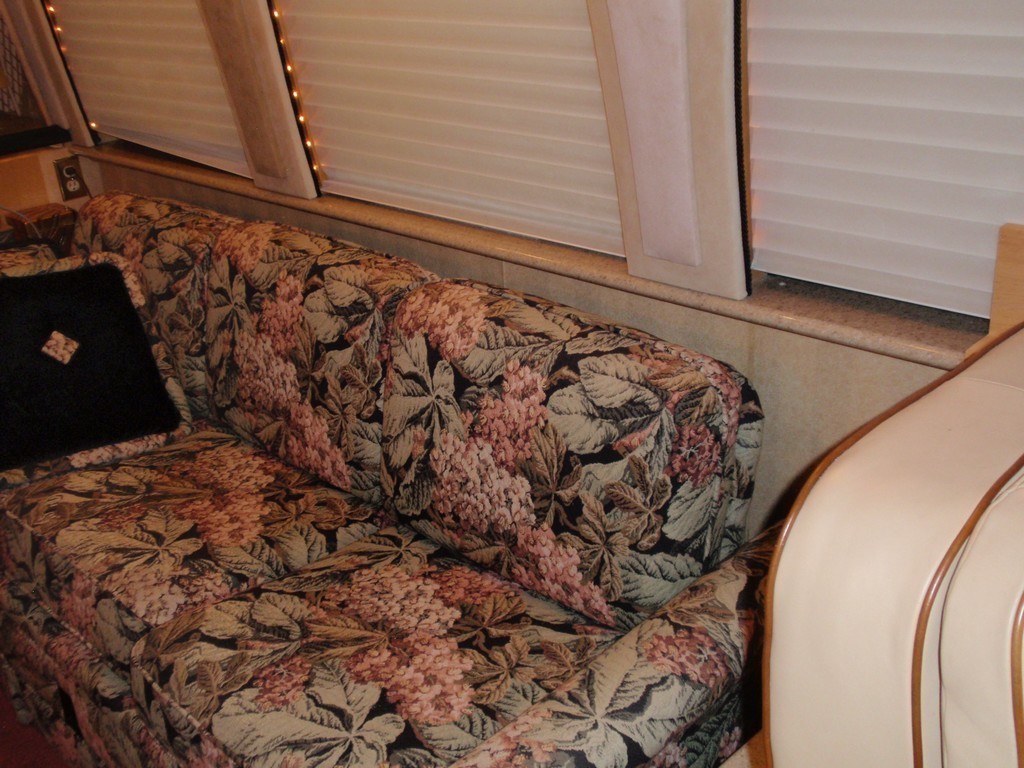 Prevost XL Royale Excalibur Coach before new sofa upholstery by EXCALIBUR COACH