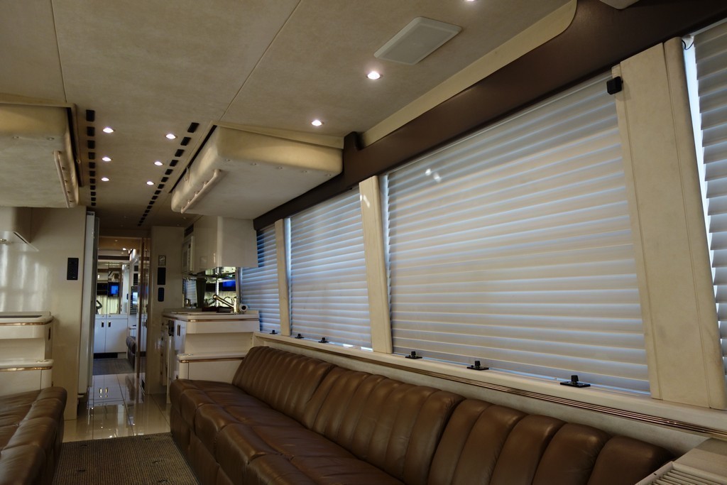 1995 Prevost H3 Motorhome Entertainer after newly upholstered valances by Excalibur Coach