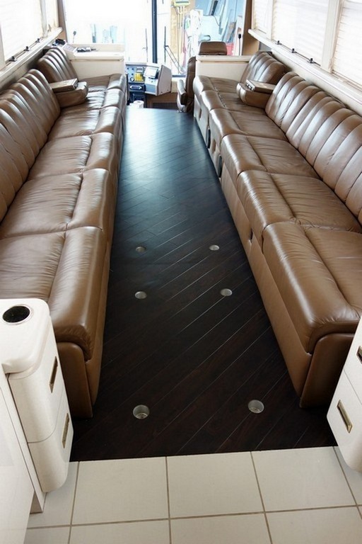 1995 Prevost H3 Motorhome Entertainer after new vinyl wood flooring by Excalibur Coach