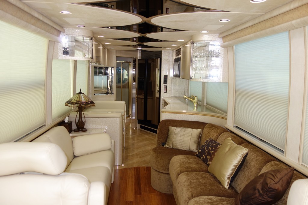 Prevost Marathon XL Excalibur Coach after new LED lighting