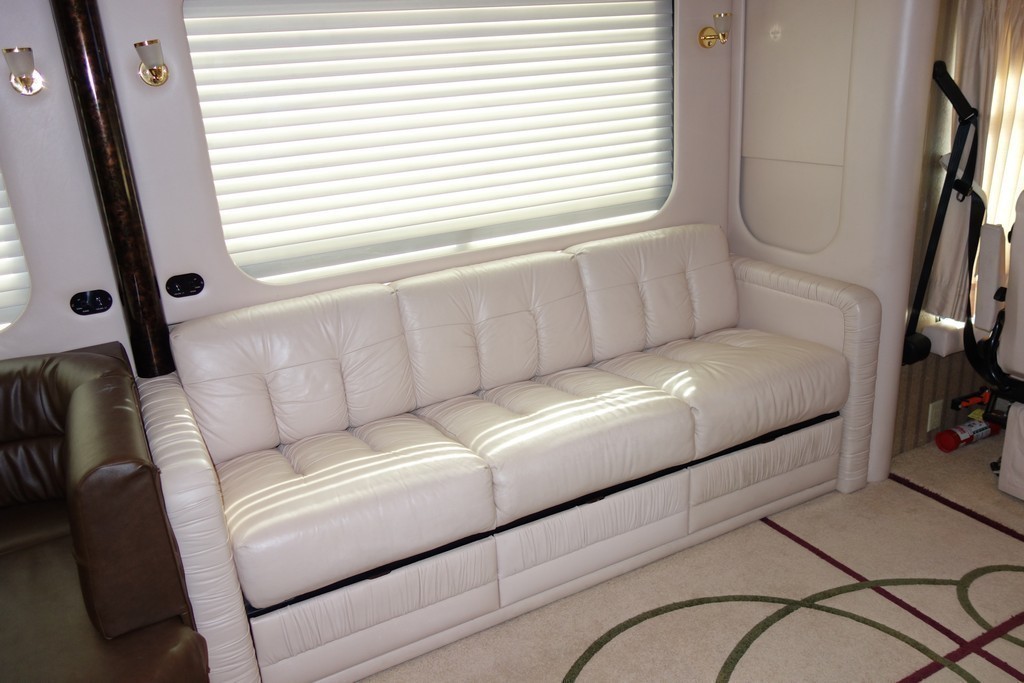 Prevost Newell Upholstery Sleeper Sofa and Dinette before new UPHOLSTERY by Excalibur Coach