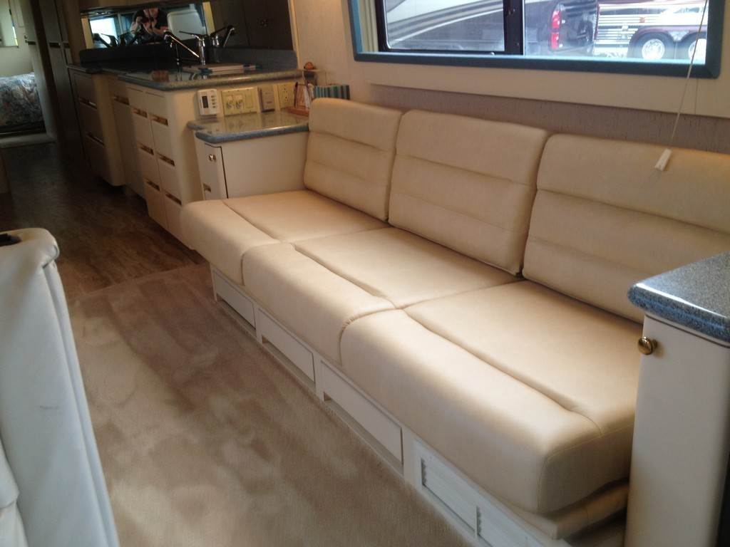 1996 Prevost XLV with New upholstery - floor and custom slide-out table by Excalibur Coach
