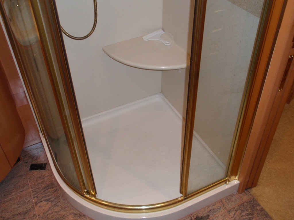Prevost XL Marathon before Excalibur Coach Shower seat remodeled - Motorhomes - Entertainers H3-45 XL XLII