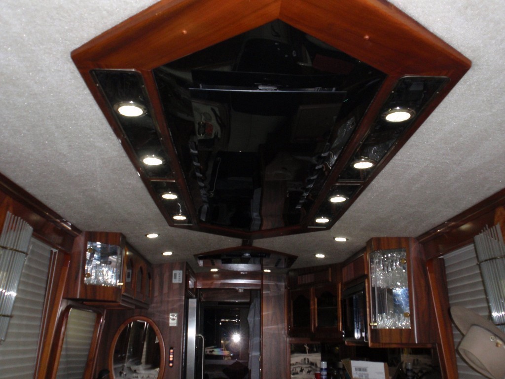 Ceiling with New LED's installed by Excalibur Coach - - Prevost Motorhomes Entertainer H3-45 XL XLII Class A