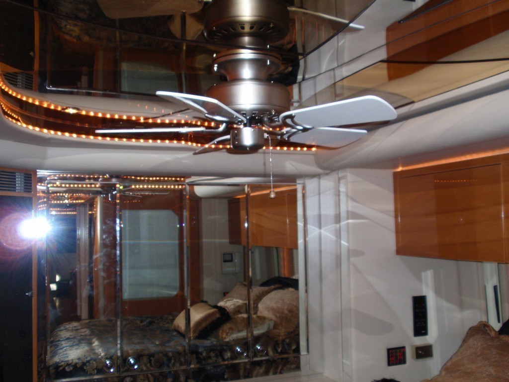New ceiling fan and rope lights by Excalibur Coach - - Prevost Motorhomes Entertainer H3-45 XL XLII Class A