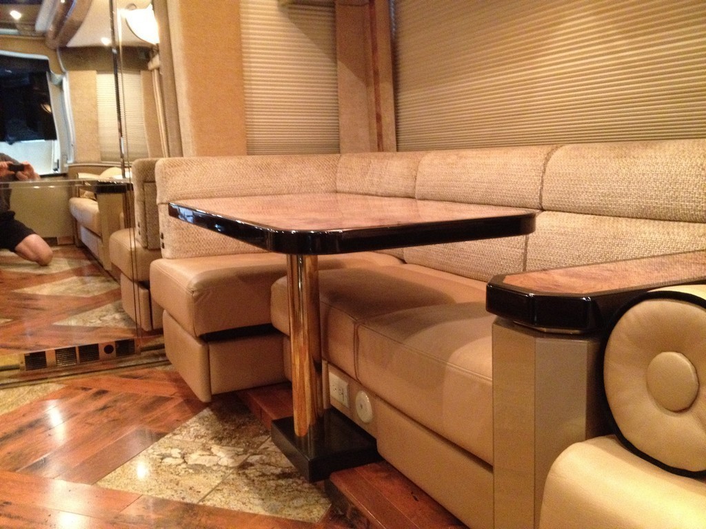 Swivel dinette table by Excalibur Coach - Upholstery - Prevost Motorhome - H3-45 - XL - XLII - Marathon - Country Coach