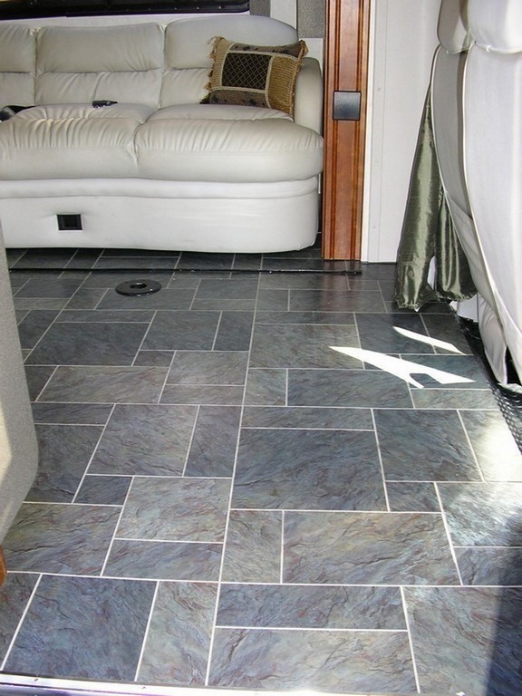 New vinyl stone flooring by Excalibur Coach - Upholstery - Prevost Motorhome - H3-45 - XL - XLII - Marathon - Country Coach