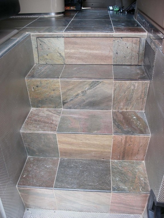 New Honed Slate Stepwell by Excalibur Coach - Floors - Prevost Motorhome - H3-45 - XL - XLII - Marathon - Country Coach
