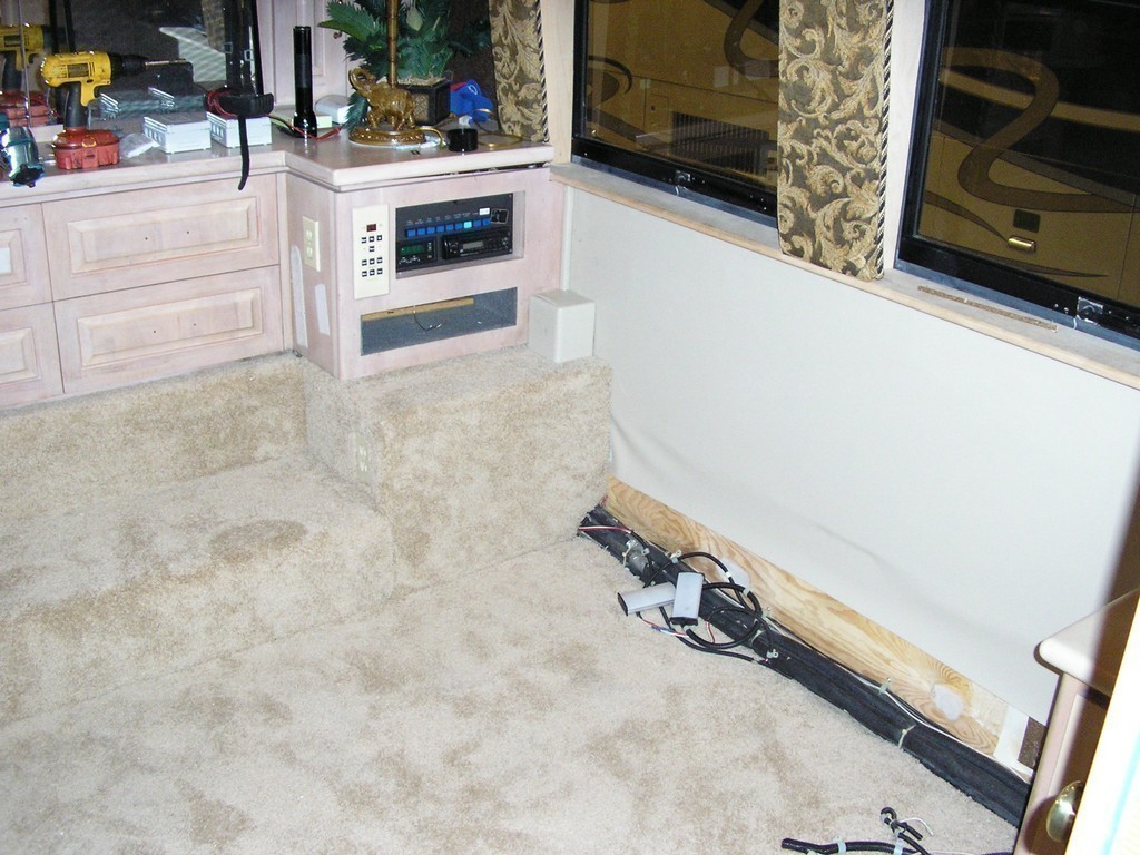 New carpet and wall covering in process by Excalibur Coach - Floors - Prevost Motorhome - H3-45 - XL - XLII - Marathon - Country Coach