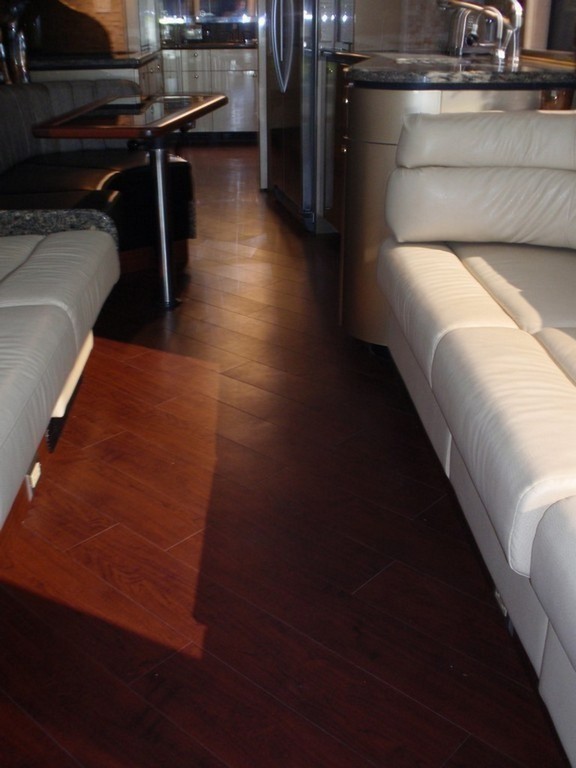Prevost New Vinyl Planking in Salon and Galley by Excalibur Coach - Floor - Prevost Motorhome - H3-45 - XL- XLII - Marathon - Entertainer