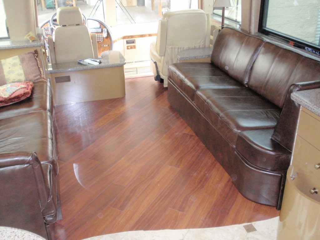 Prevost Country Coach new vinyl wood planking by Excalibur Coach - Floor - Prevost Motorhome - H3-45 - XL - XLII - Marathon - Entertainer