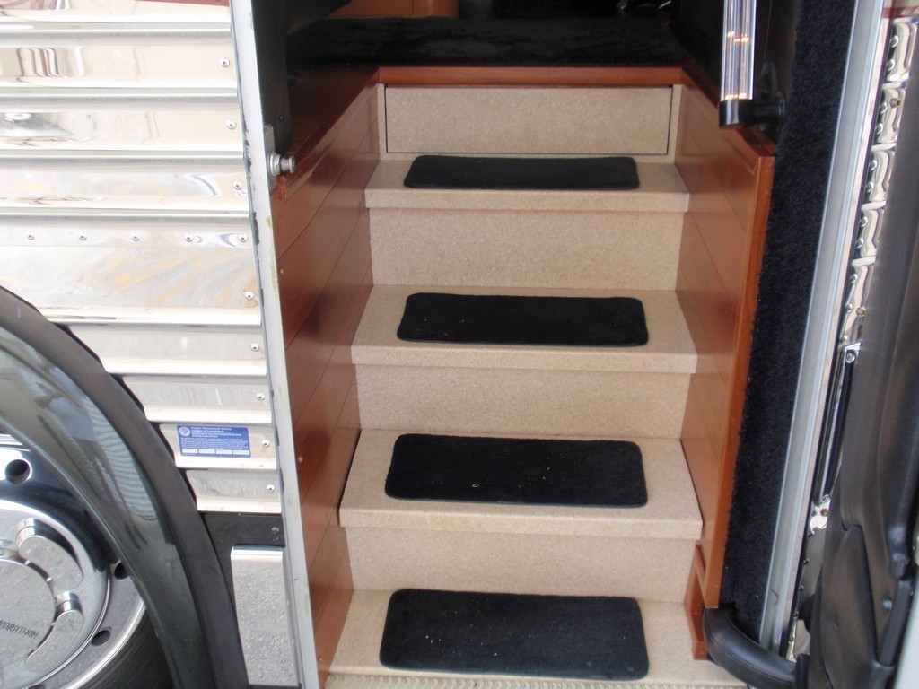 New wood floor through out coach and entrance way by Excalibur Coach - Prevost Motorhome H3-45 - XL - XLII - Entertainer - Class A