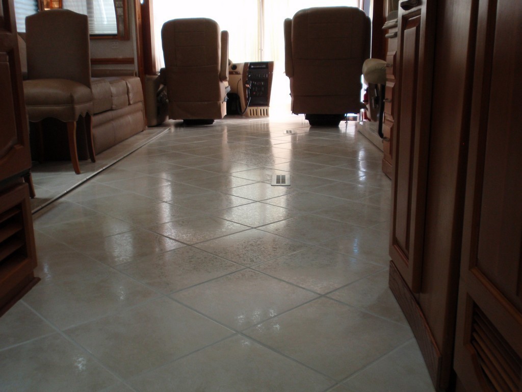 Prevost Monaco with new porcelin flooring in salon by Excalibur Coach - Prevost Motorhome H3-45 - XL - XLII - Entertainer - Class A