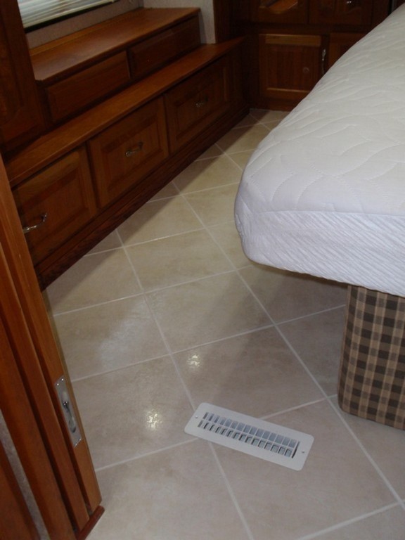 Prevost Monaco - Bedroom with new porcelin floor by Excalibur Coach - Prevost Motorhome H3-45 - XL - XLII - Entertainer - Class A