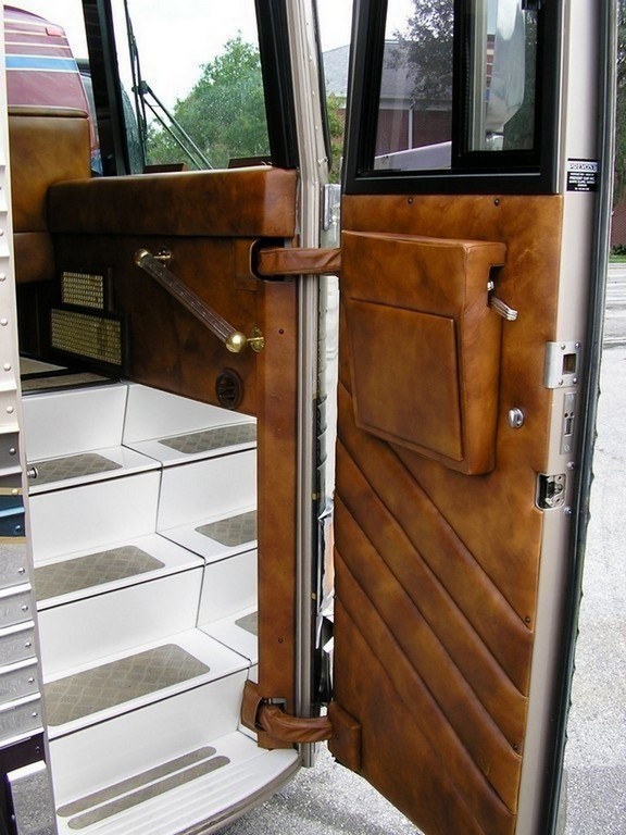 Prevost Motrohome Class A - Newly upholstered entry door panel by Excalibur Coach