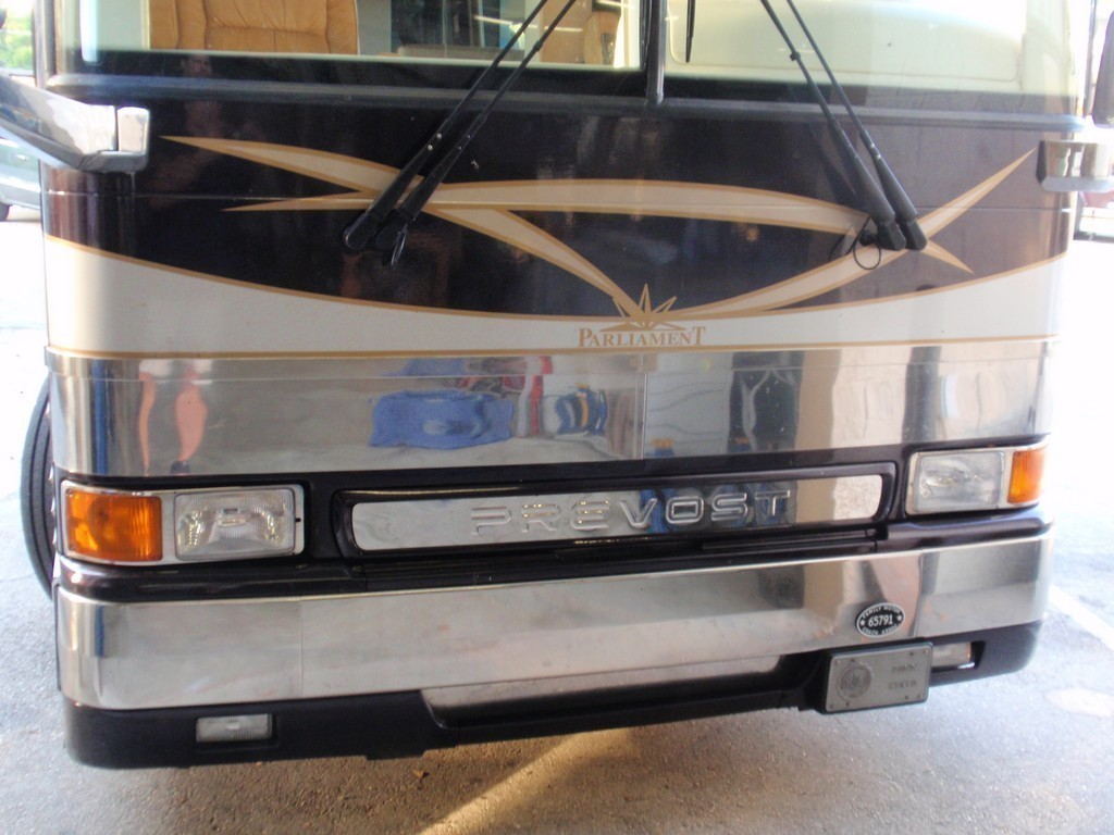 Prevost XL II Before Excalibur Coach new headlight upgrade