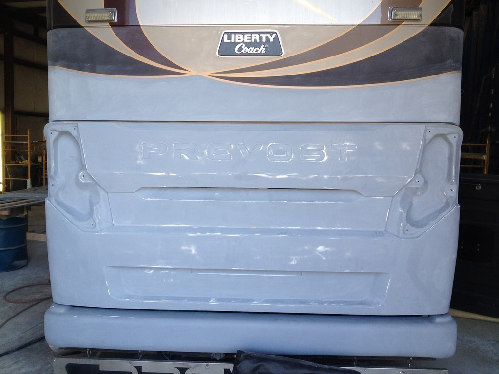 Prevost H3-45 2012 Excalibur Coach Rear Upgrade in process