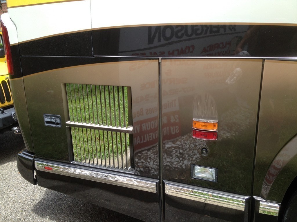 Prevost H3-45 Engine access dor with added stainless by Excalibur