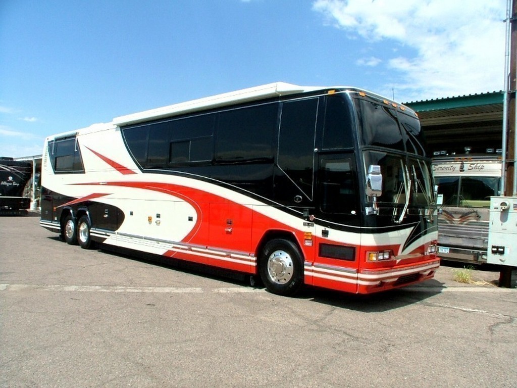 Prevost H3-45 2002 Before 2012 front and rear Upgrades by Excalibur Coach