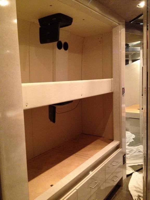 Prevost XL Bunk Beds during Excalibur Coach Upgrade