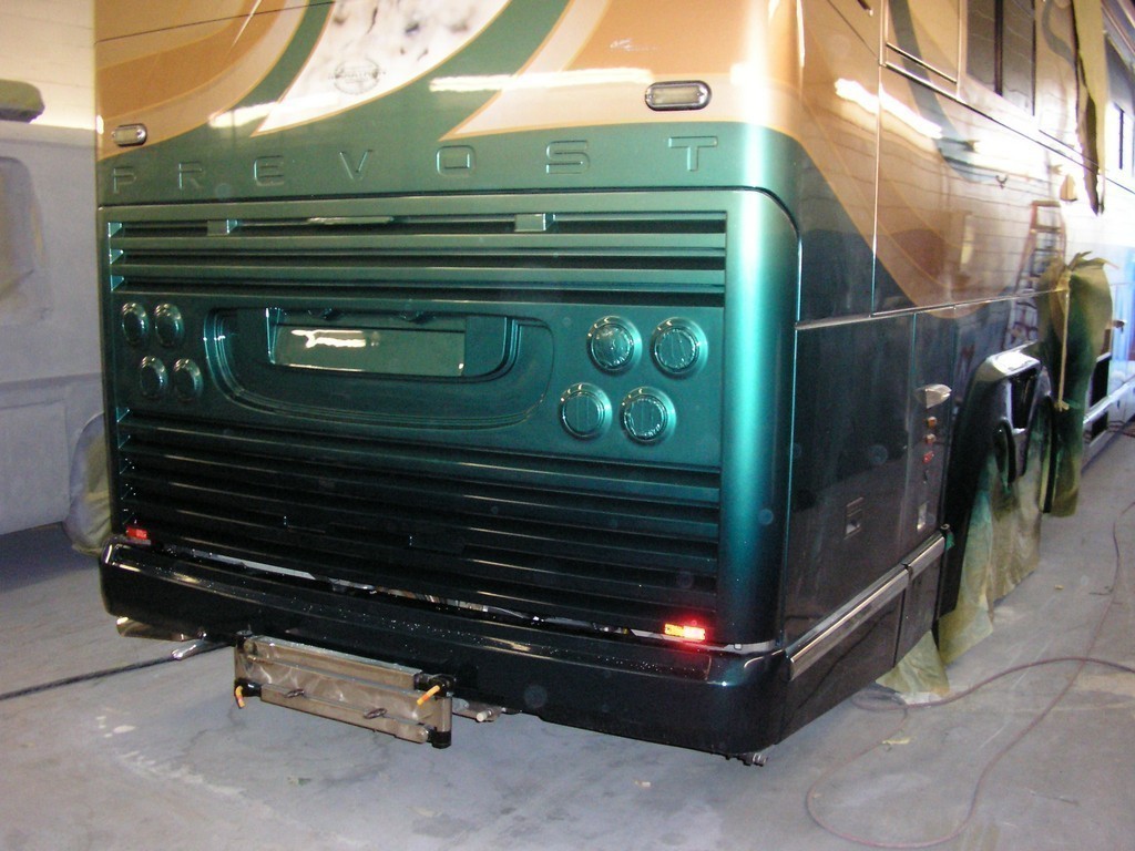 Prevost H3-45 Marathon Rear Upgrades in process by Excalibur Coach