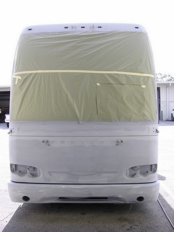 Prevost H3-45 Seated Coach with Excalibur Coach facelift before paint