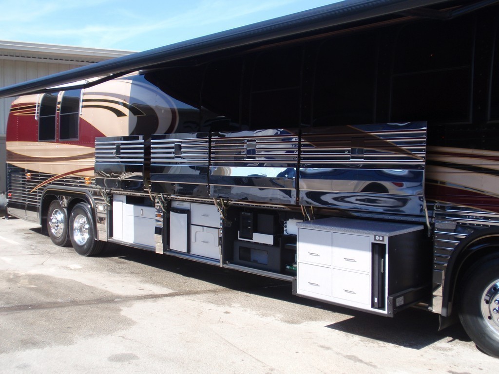 Prevost First Bay 4 Drawer Storage Corian countertop by Excalibur Coach Prevost Motorhome XL XLII H3