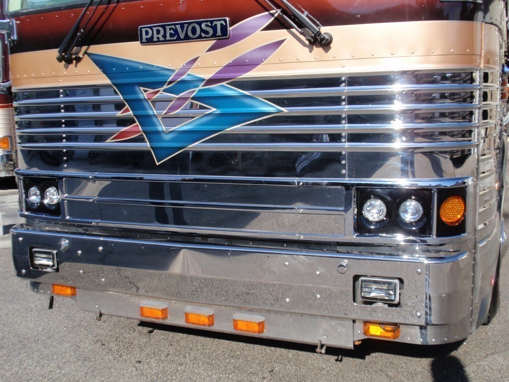 1998 Prevost Country Coach with Front Headlights Upgraded by Excalibur Coach