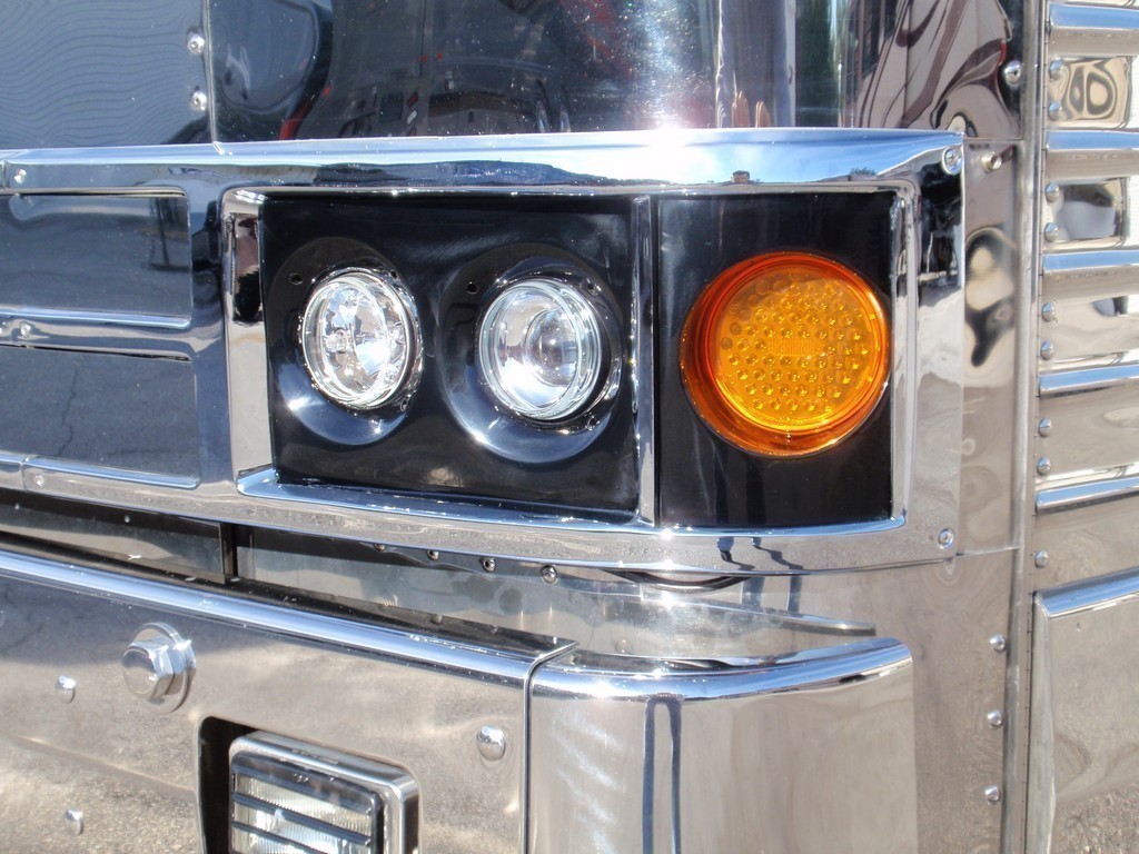 1998 Prevost Country Coach Excalibur Coach Headlight Upgrade close up driver side