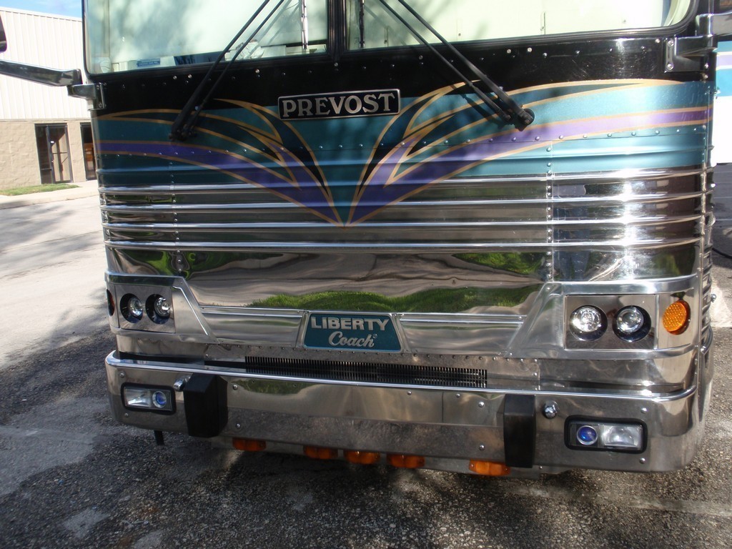 Prevost XL Liberty with Excalibur Coach headlight upgrade