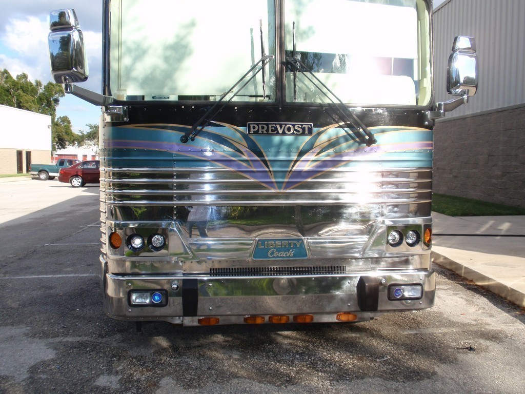 Prevost XL Liberty with Excalibur Coach headlight upgrade