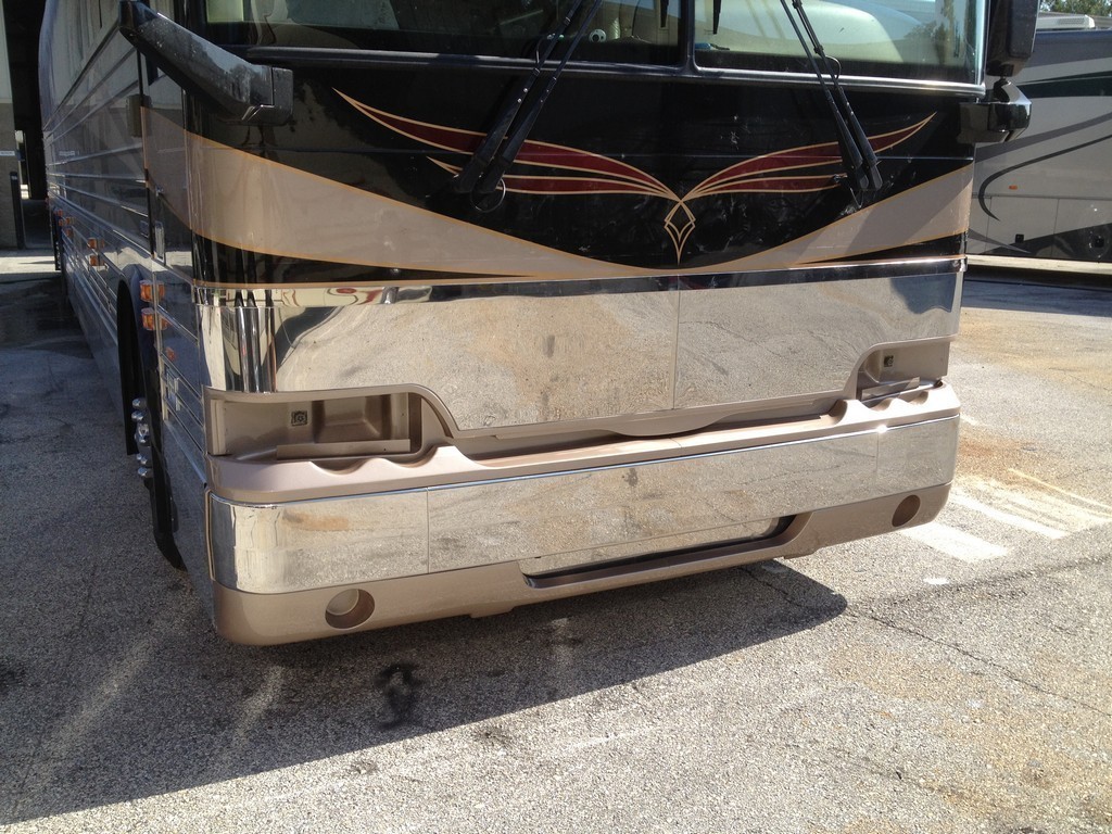 Prevost XL II Excalibur Coach front facelift in process