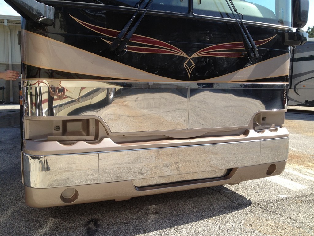 Prevost XL II Excalibur Coach front facelift in process