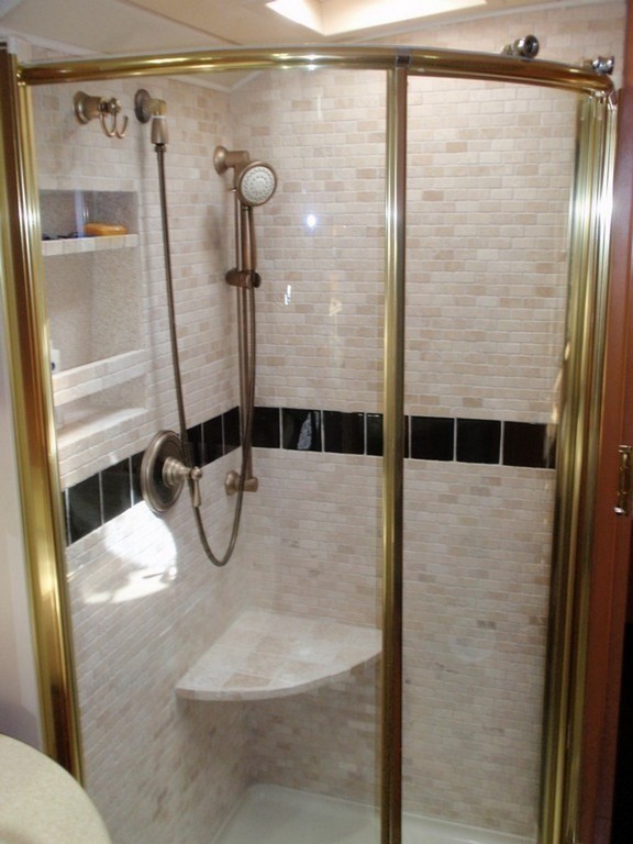 Prevost XL Marathon with Excalibur Coach remodeled stone shower