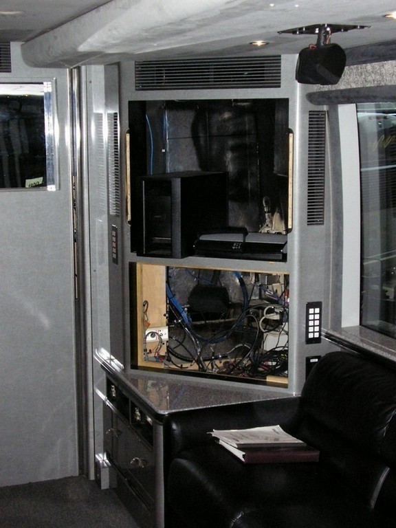 Salon TV Upgrade in process by Excalibur Coach - Prevost, XL, XLII, Motorhome, Class A