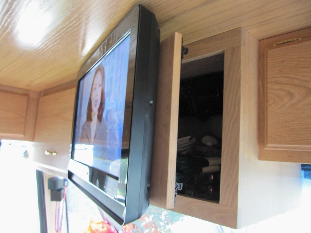 Prevost, XL, XLII, Country Coach, Motorhome, Class A - New front overhead TV - Cabinets - Ceiling by Excalibur Coach