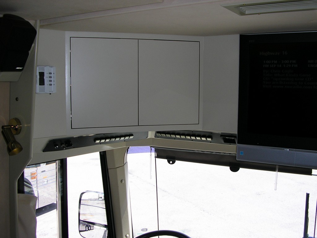 Prevost, XL, XLII, Country Coach, Motorhome, Class A - Custom cabinets on Drivers Side by Excalibur Coach