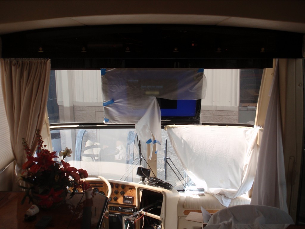 Prevost, XL, XLII, Country Coach, Motorhome, Class A - Custom cabinet and TV for front of coach by Excalibur Coach in process