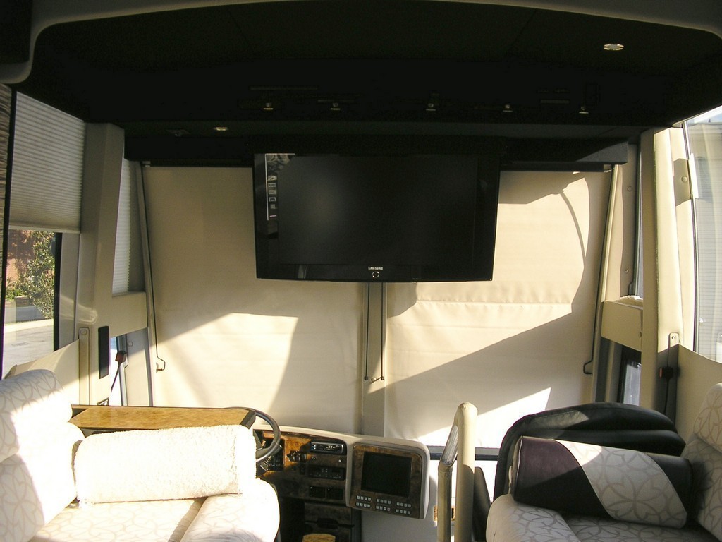 Front Salon TV with shades down