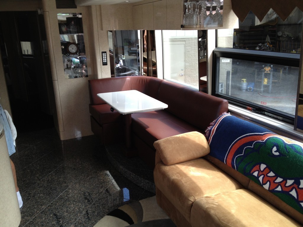 Prevost XL II Marathon J booth from a Facing Dinette by Excalibur Coach