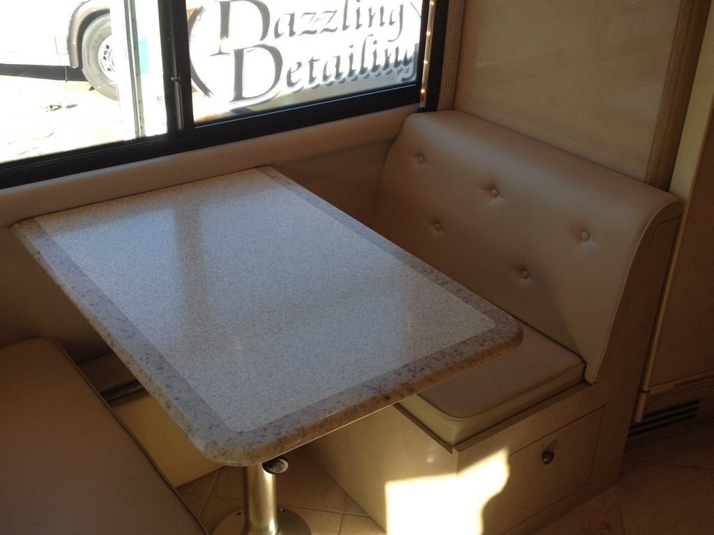 Prevost H3-45 Liberty with Open Dinette remodeled to facing Dinette Tuffed Backs by Excalibur Coach